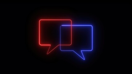 Poster - glowing neon speech bubbles symbolizing communication digital connection dialogue and messaging on a