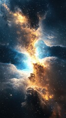 Poster - Cosmic explosion of color outer space digital art nebulae vertical view astrophysics concept