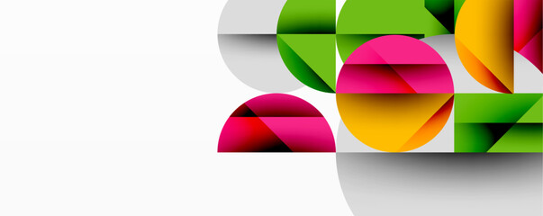 Leinwandbilder - Abstract geometric shapes overlap, creating vibrant color composition. Clean design with white background, modern aesthetic.