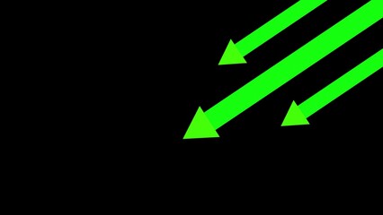 Fototapete - Green arrows pointing downward over black background representing direction progress and future trends in a minimalist abstract design.