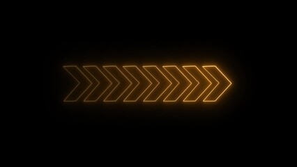 Aufkleber - A vibrant glowing neon arrow design pointing rightward creating a dynamic and modern illustration on a stark black background suitable for various design projects.