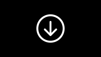 Poster - Simple and clean download arrow icon in white circular shape on a dark black background perfect for website designs