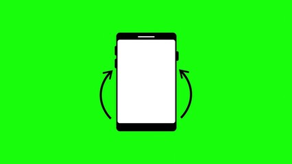 Poster - Smartphone rotating with arrows on a green screen background representing mobile device rotation and screen orientation change