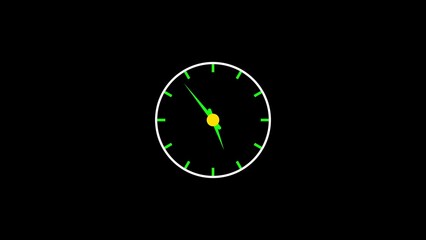 Poster - Simple clock illustration displaying time in a minimal style with green and white elements against a black background ideal for any graphic design projects