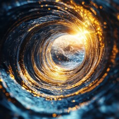 Poster - Captivating cosmic swirl of light oceanic depths abstract art mystical atmosphere close-up view enigmatic beauty