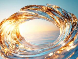 Poster - Captivating water swirl action ocean sunset view nature photography tranquil environment aesthetic perspective