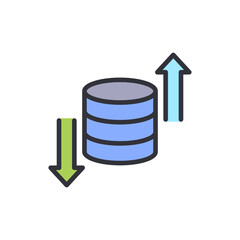 Poster - Data Upload And Download Illustration With Arrows In Color Style