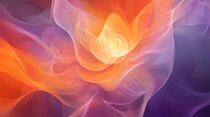 Poster - Colorful abstract swirl of vibrant hues blending seamlessly, Colorful Swirling Waves in Shades of Orange and Purple, A stunning abstract image of dynamic fabric waves.