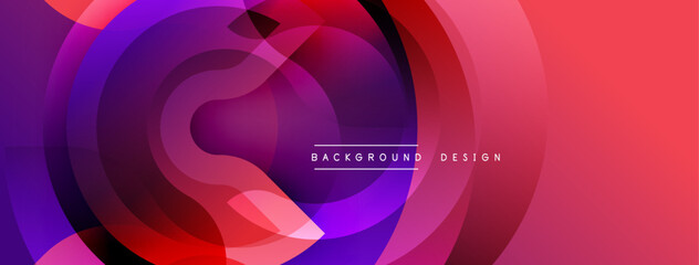 Fototapete - Abstract vibrant layers create dynamic circular composition. Gradient colors blend, forming modern design element. Smooth transitions, visual appeal.