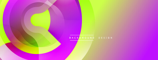 Poster - Abstract colorful background. Concentric circles create dynamic visual effect. Bright pinks, yellows, greens dominate composition. Modern design element.