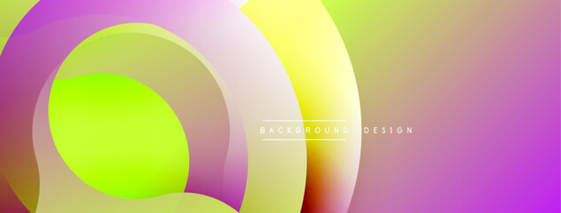 Poster - Abstract colorful gradients form overlapping circles. Bright pink, yellow, green hues blend smoothly creating dynamic visual effect.