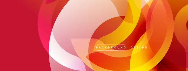 Poster - Abstract dynamic composition. Red, orange, yellow hues blend seamlessly. Modern design evokes energy, movement, warmth.