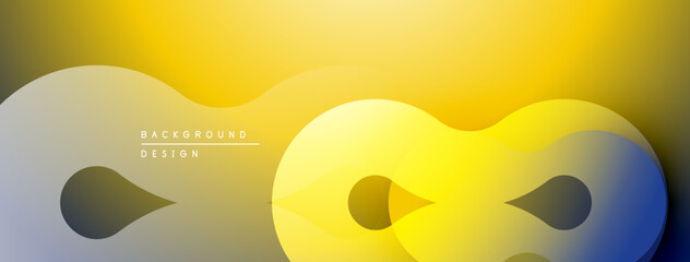 Fototapete - Abstract yellow gradient background. Overlapping shapes create modern design. Minimalist aesthetic, smooth transitions present.