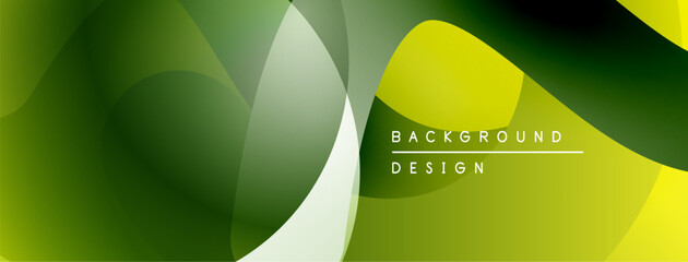 Aufkleber - Abstract fluid shapes, green yellow gradients. Modern design, smooth curves, dynamic composition. Minimalist aesthetic, background texture.