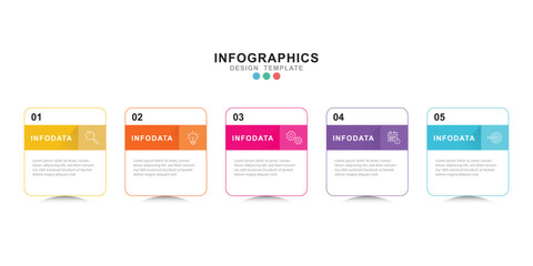 Fototapete - Vector Infographic label design template with icons and 5 options or steps. for your business data. Vector Illustration.