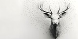 Detailed monochrome graphic of a deer head