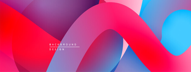 Poster - Abstract colorful waves overlap. Gradient shades create dynamic visual effect. Modern design suitable for backgrounds.