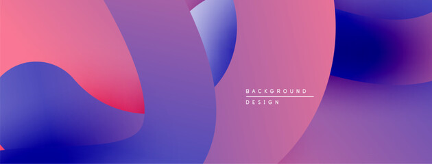 Poster - Abstract fluid shapes blend, creating vibrant pinks, blues, purples. Modern design suggests movement, energy, smooth transitions.