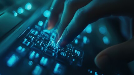 Poster - user typing login and password, cyber security concept, data protection and secured internet access, cybersecurity