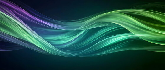 Poster - abstract glowing wave pattern with teal green and purple colors