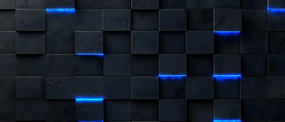 Poster - Abstract Dark Wall With Blue Light Pattern