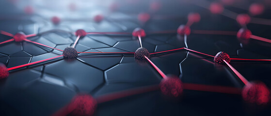 Poster - Abstract Network Design With Red Lines And Black Background