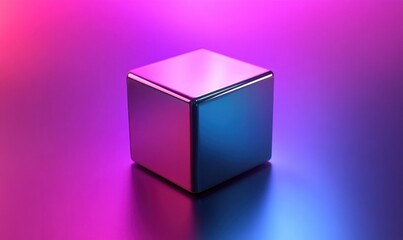 Poster - Pink blue cube neon light studio product display