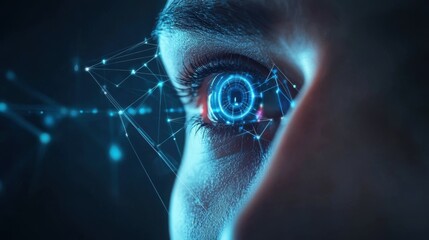 Poster - Cyber security is critical to doing business in the era of AI computing. Concepts of surveillance and security scanning of digital program cyber futuristic applications. Business with technology