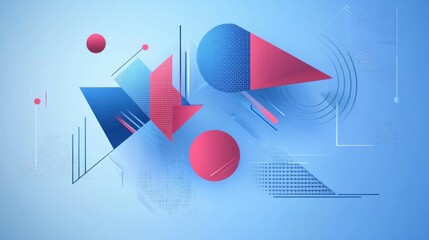 Poster - Blue abstract background with geometric shapes