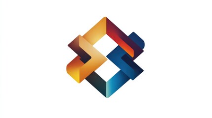 Poster - Abstract Interlocking Shapes in Dynamic Gradient Colors on White Background