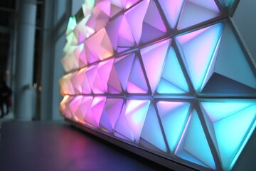Wall Mural - 3d led panel icon displaying subtle rainbow effects, adding a calm and glowing aura.