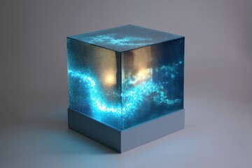Wall Mural - led wall panel with a glowing milky way effect, lighting up with sparkling stars along the path.