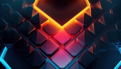 Wall Mural - smart led icon with light flowing from the corners, illuminating the edges in a soft glow.