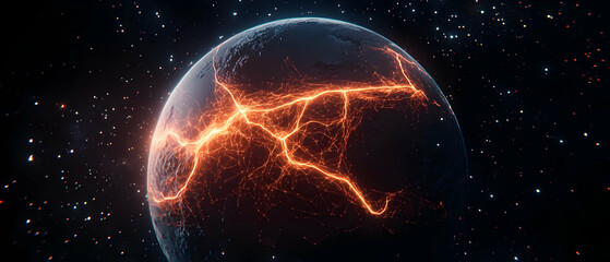 Poster - Burning Planet In Space