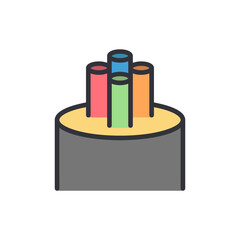 Poster - Stylized Electrical Cable Icon With Colorful Conductors On Transparent
