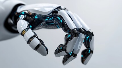 Poster - Detailed mechanical robotic arm with glowing blue lights elements, futuristic concept