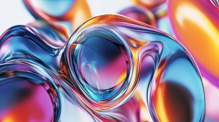 Poster - Iridescent Glass Abstraction with Organic Forms and Vibrant Color Gradations