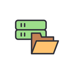 Poster - Digital Server Network With Data Folder Vector Illustration