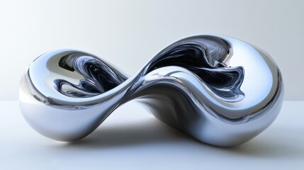 Poster - 3D render of an abstract wavy sculpture with pearlescent car paint