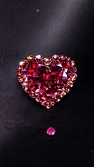 Aufkleber - A large pink diamond shaped like a heart. The diamond is surrounded by a pink and orange colored crystal