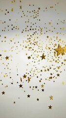 Aufkleber - A white background with a lot of golden stars. The stars are in different colors and sizes. The stars are scattered all over the background