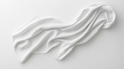 Poster - Flowing white fabric elegance on a clean backdrop offering a sense of tranquility