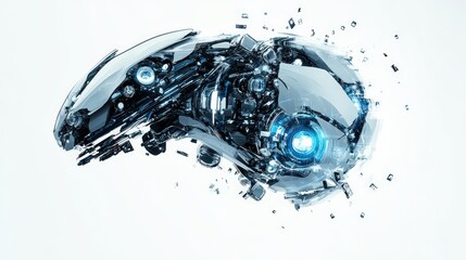 Poster - Futuristic technological concept displaying an intricate robotic brain design