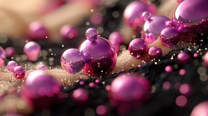 Leinwandbilder - Abstract bokeh-style gradient with grainy texture, blending soft beige into deep black with floating pastel purple orbs of varying sizes