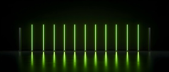 Poster - neon green light display in dark studio