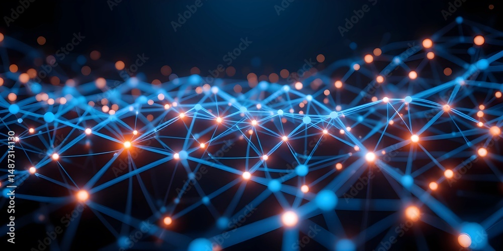 Futuristic Artificial Neural Network Visualization with Glowing Data ...