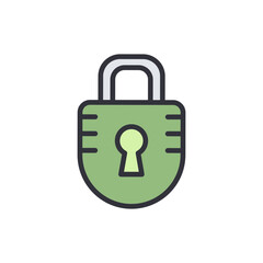 Poster - Stylized Green Padlock Symbol Representing Digital And Physical Security