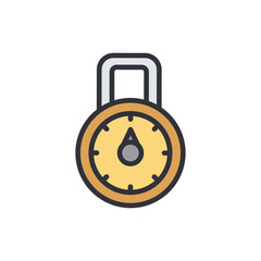Poster - Modern Illustration Of A Combination Padlock In Yellow On Transparent
