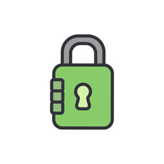Poster - Green Combination Padlock Icon Isolated For Security And Protection