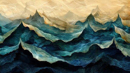 Leinwandbilder - Vintage-inspired grainy gradient with paper-like texture, transitioning from antique parchment beige to deep black with faded pastel green accents